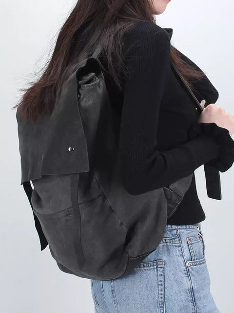 Mochila vintage de lona de gran capacidad para mujer