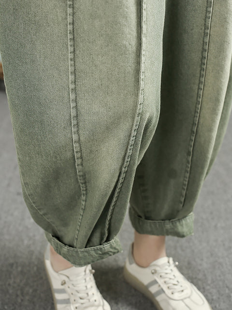 Women Spring Retro Washed Denim Harem Pants