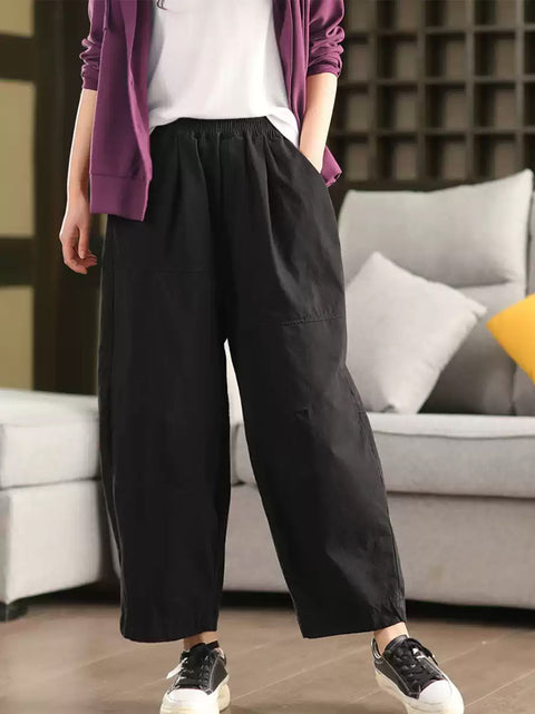 Pantalones harén de algodón 100 % de color puro para mujer, informales, de primavera