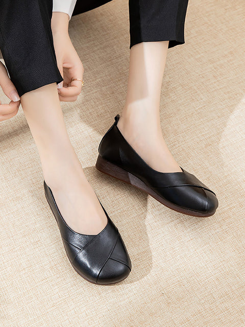 Women Vintage Summer Soft Leather Flat Shoes