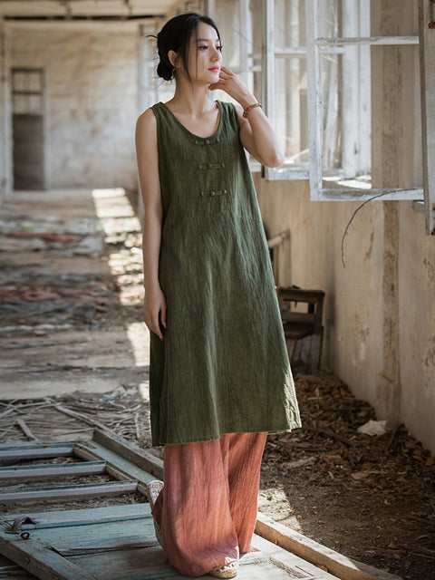 Vestido estilo chaleco con efecto tie-dye vintage de verano para mujer