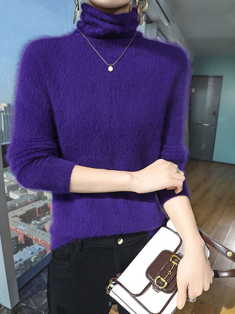 Women Autumn Turtleneck Soft Warm Knit Sweater