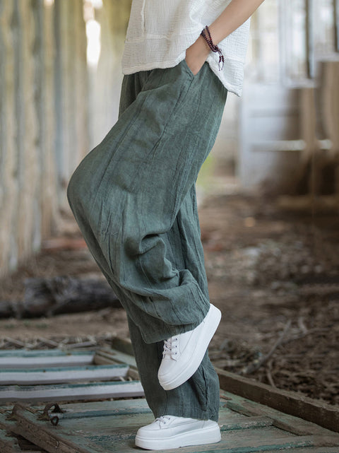 Pantalones harén con forro polar y efecto tie-dye de estilo vintage para mujer