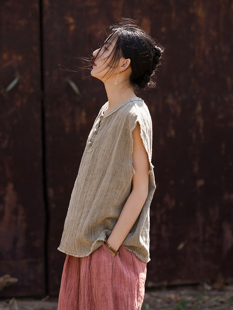 Chaleco de verano con efecto tie-dye y bordes sin rematar para mujer