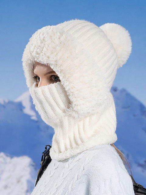 Bufanda y gorro de punto de felpa cálido para mujer para invierno