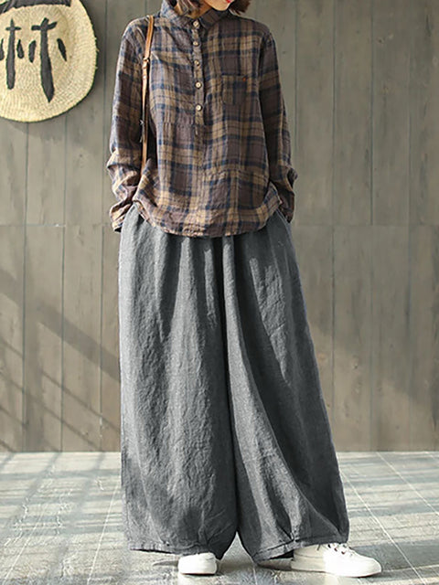 Plus Size Women Casual Spring Wide Leg Pants