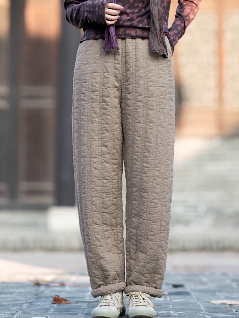 Pantalones acolchados gruesos y sólidos de invierno para mujer