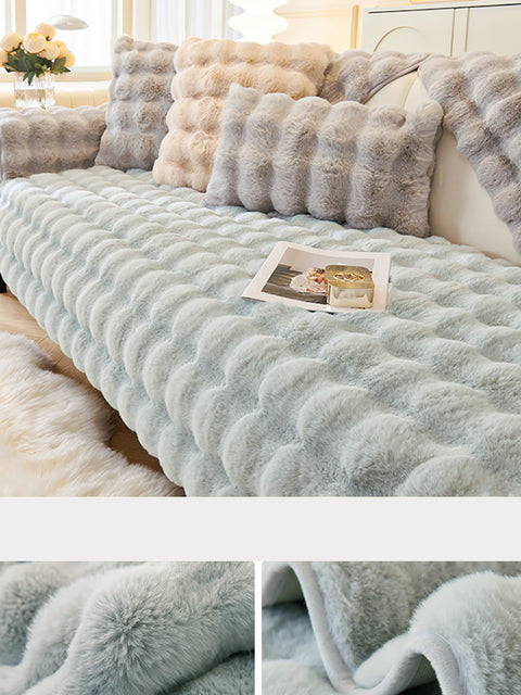 Solid Rabbit Wool Queen Bedcover Sofa Blanket