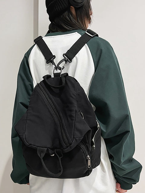 Mochila de bolsos de hombro sólidos de lona estilo japonés