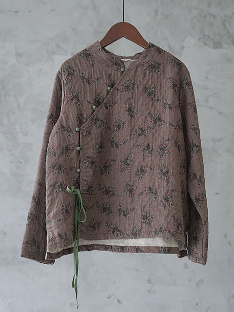 Talla grande: sudadera con cordones retro floral 100% algodón