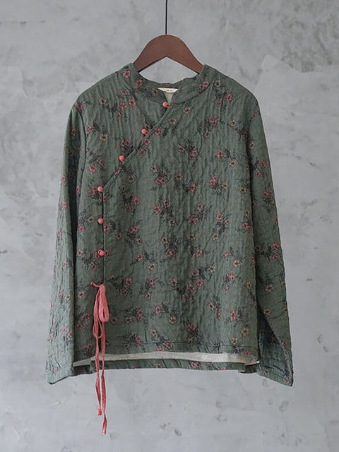 Talla grande: sudadera con cordones retro floral 100% algodón