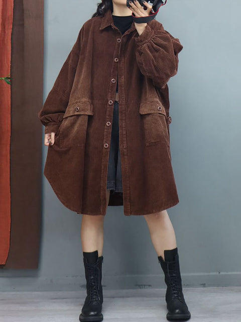 Women Winter Loose Lantern Sleeve Mid Length Coat