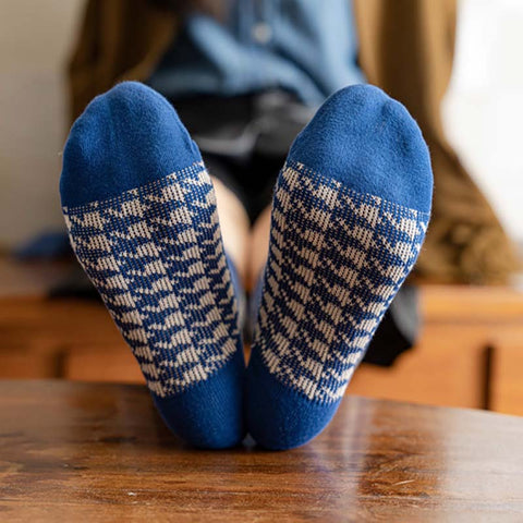 5 pares de calcetines largos cálidos a cuadros vintage para mujer